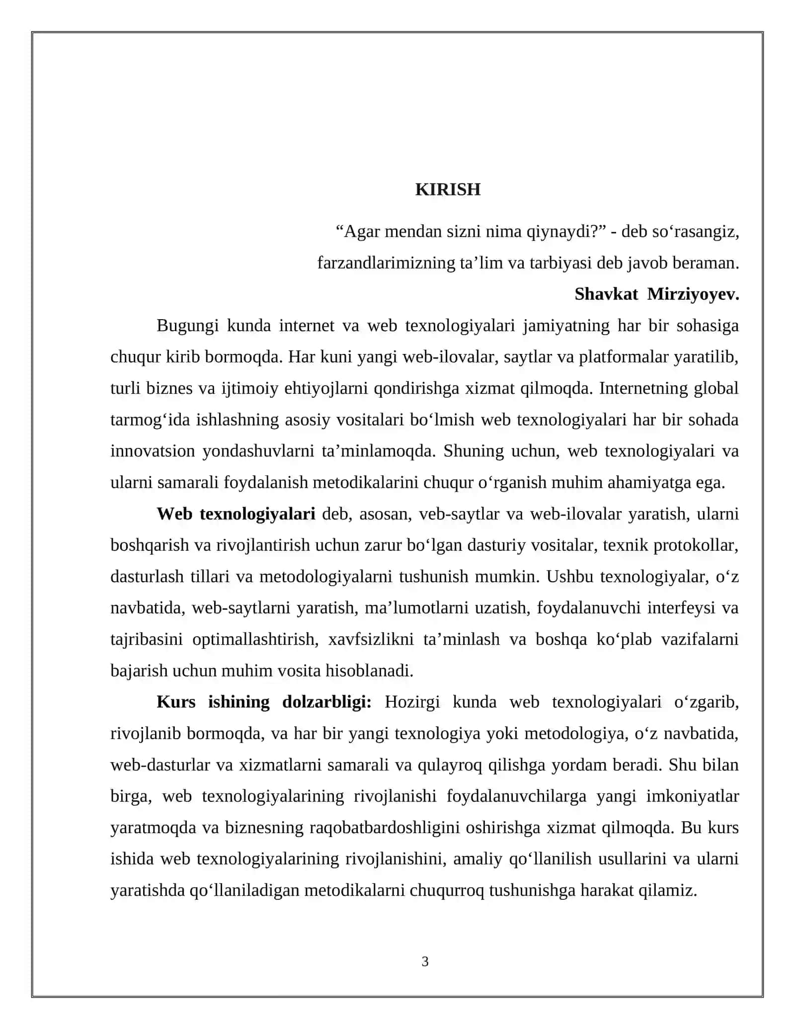 Web texnologiyalar va ulardan foydalanish metodikasi 3