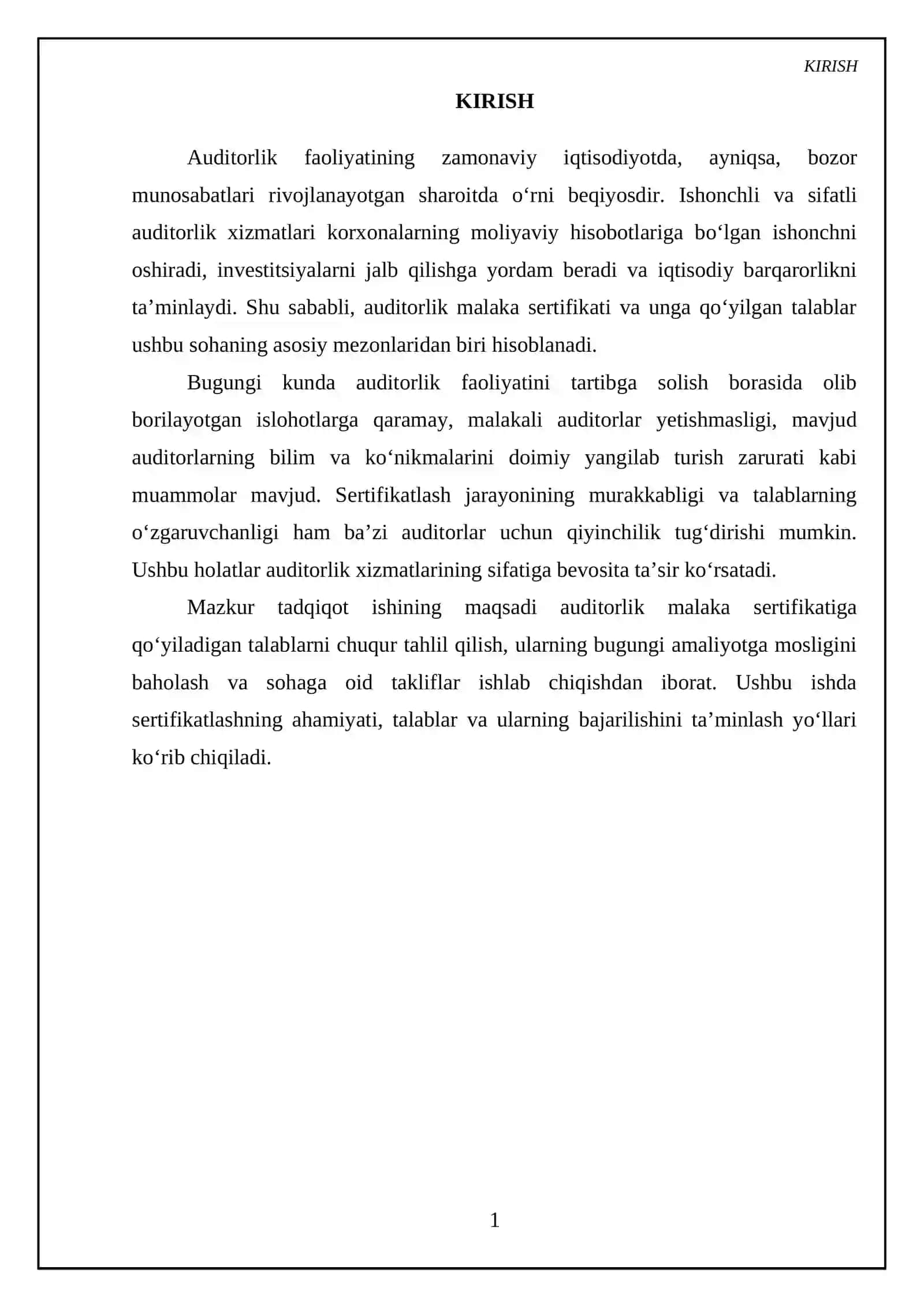 Auditorlik malaka sertifikati va unga qo’yilgan talablar 3