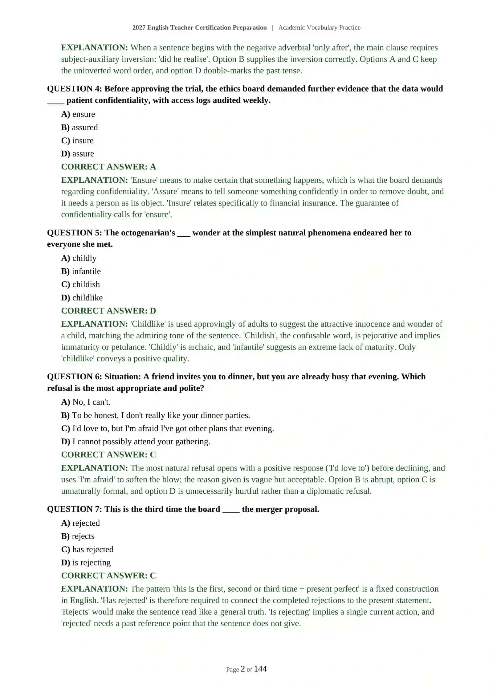 2027 English Teacher Certification Preparation | Academic Vocabulary Practice 3