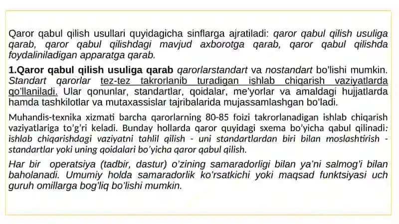 Qaror qabul qilish usullari va tasnifi 3