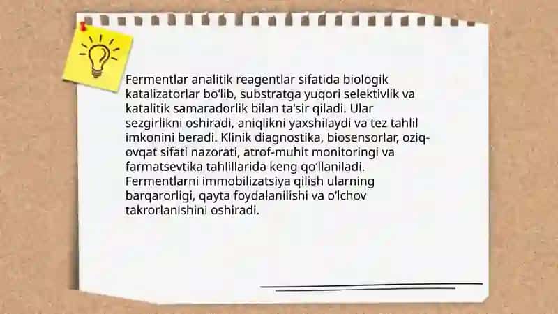 Fermentlar analitik reagentlar sifatida 3
