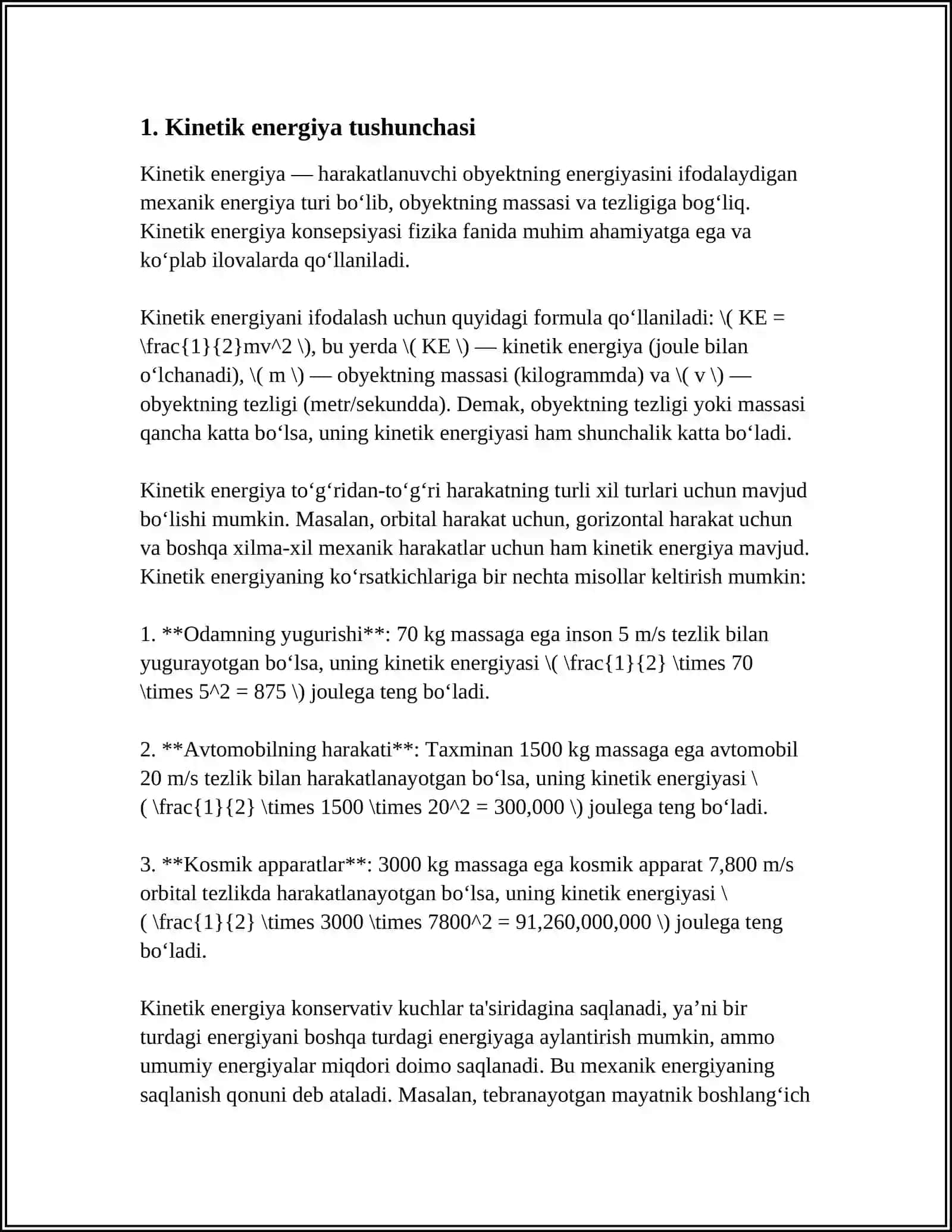 MEXANIK ENERGIYANING SAQLANISH QONUNI 3