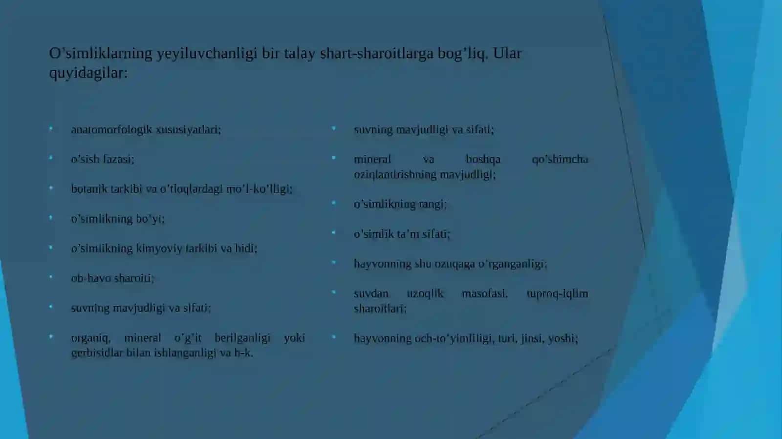 O'simliklarni ozuqaviyligi jihatdan baholash usullari 3