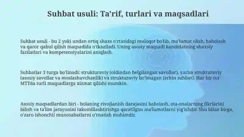 MTTda suhbat usuli 3