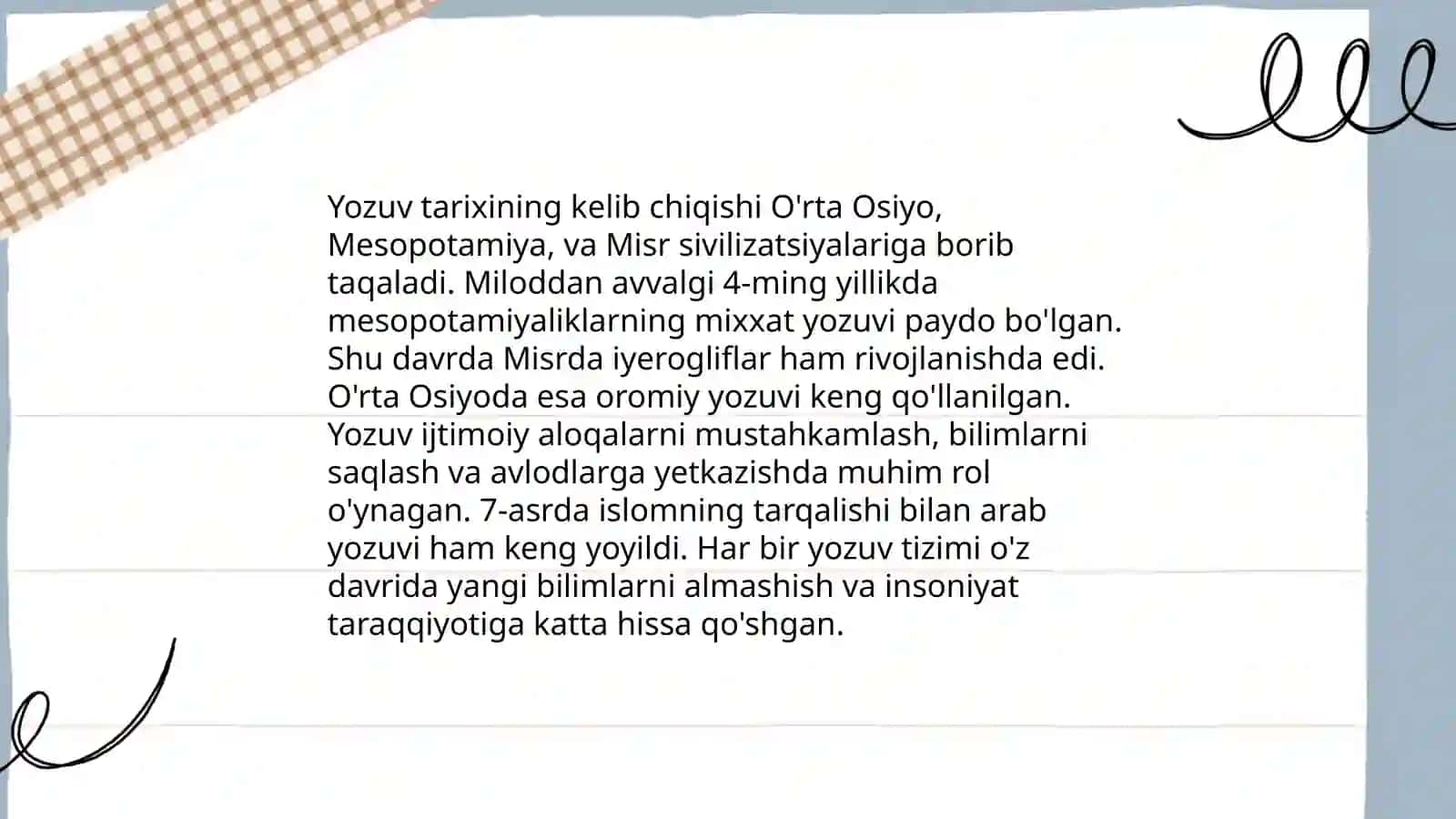 Yozuvning paydo bolishi tarixi va turlari 3