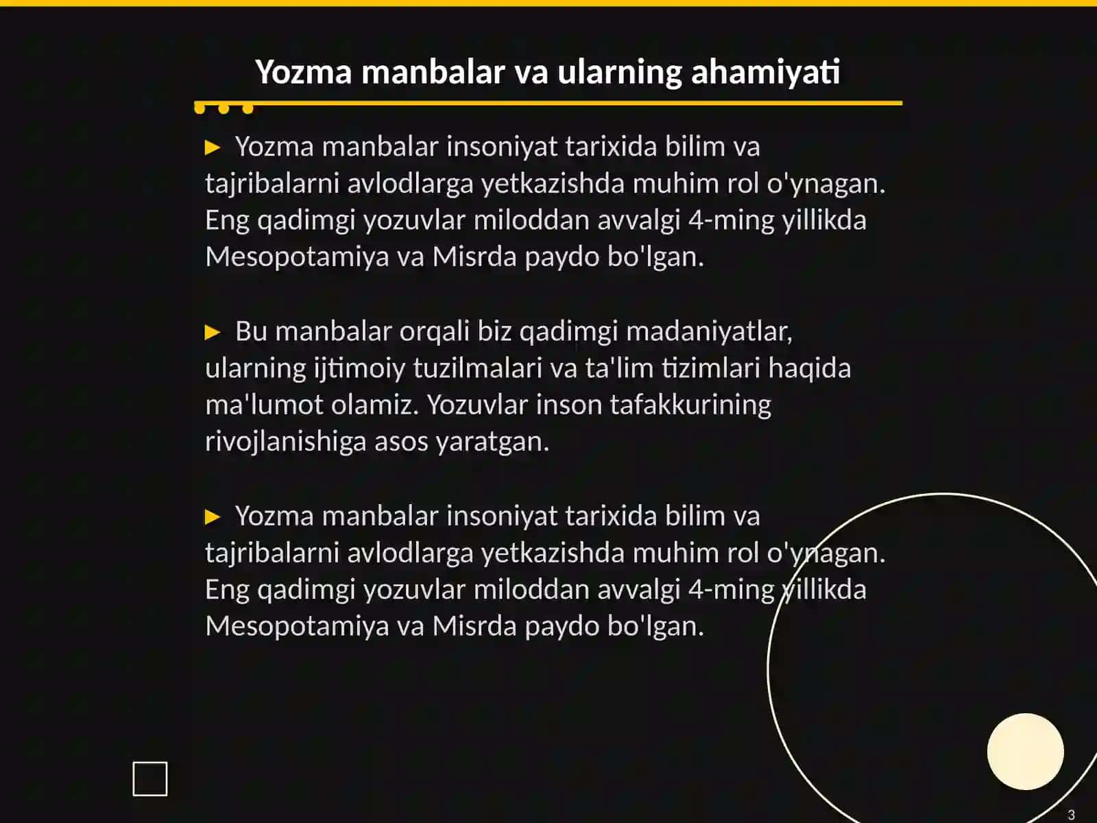 Yozma manbalar tarixiy ahamiyati 3