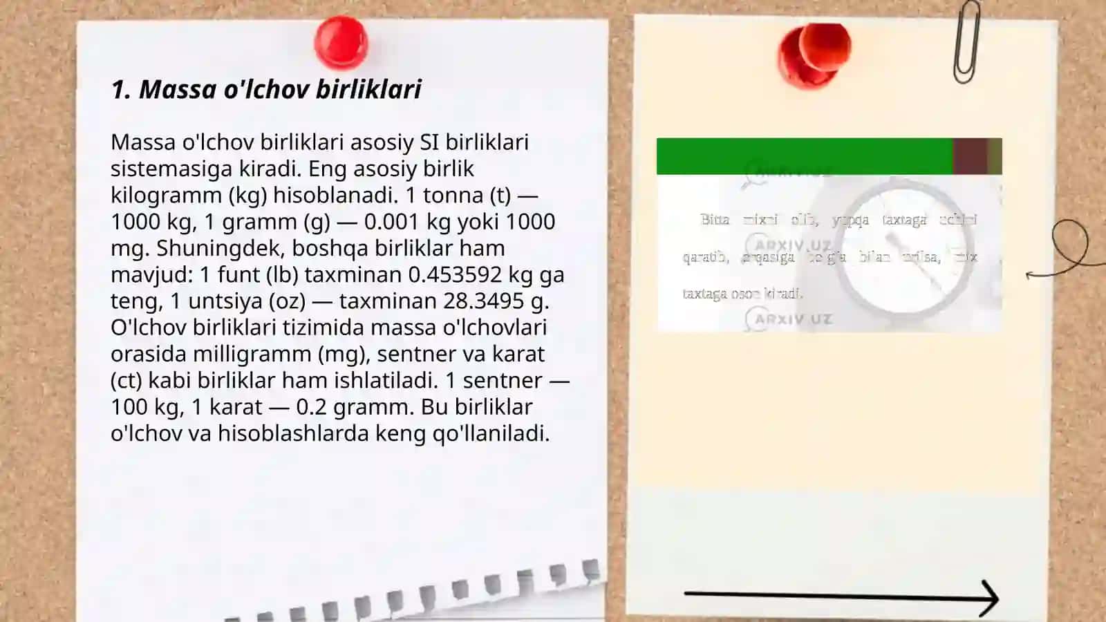 Massa va sigim o'lchov birliklari 3