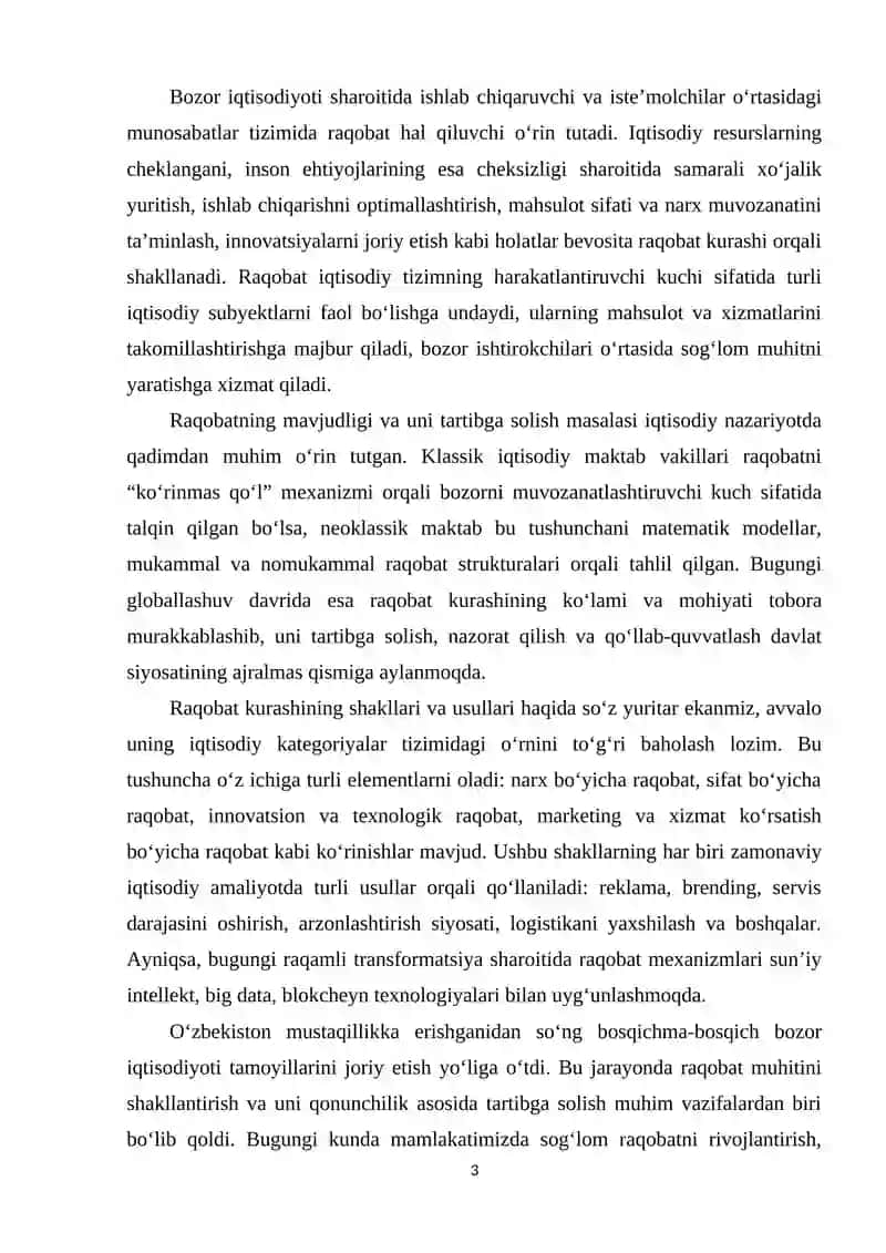 Raqobat kurashining shakllari va usullari.Kurs ishi 3