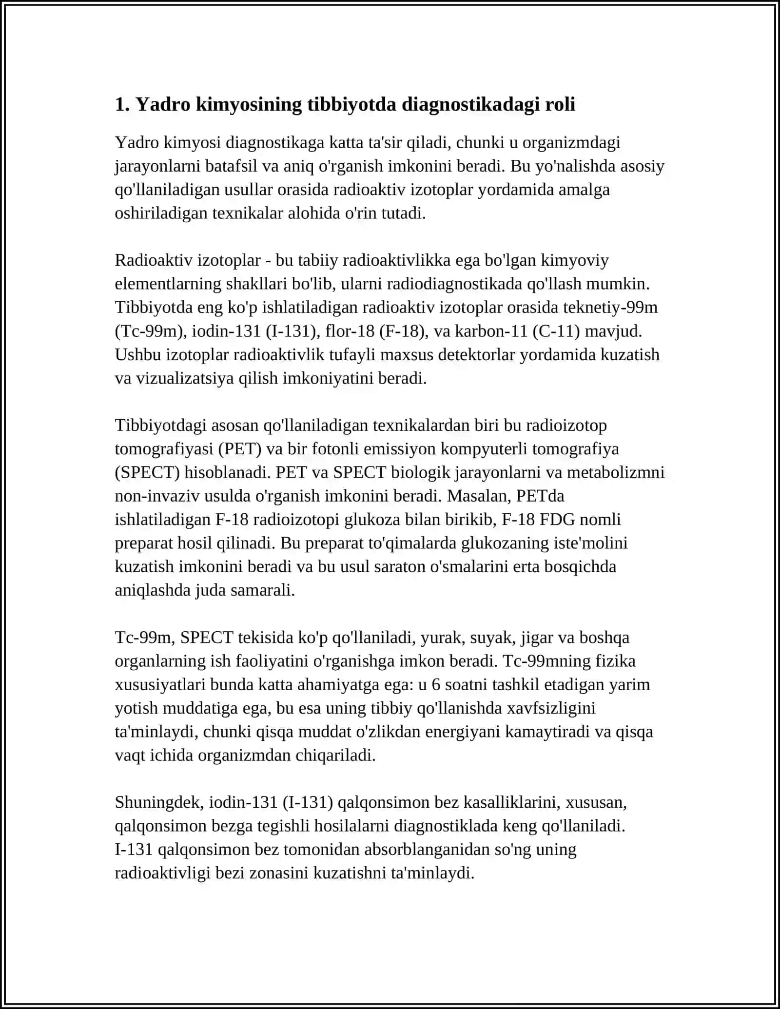 Yadro Kimyosining Tibbiyotdagi O'RNI 3