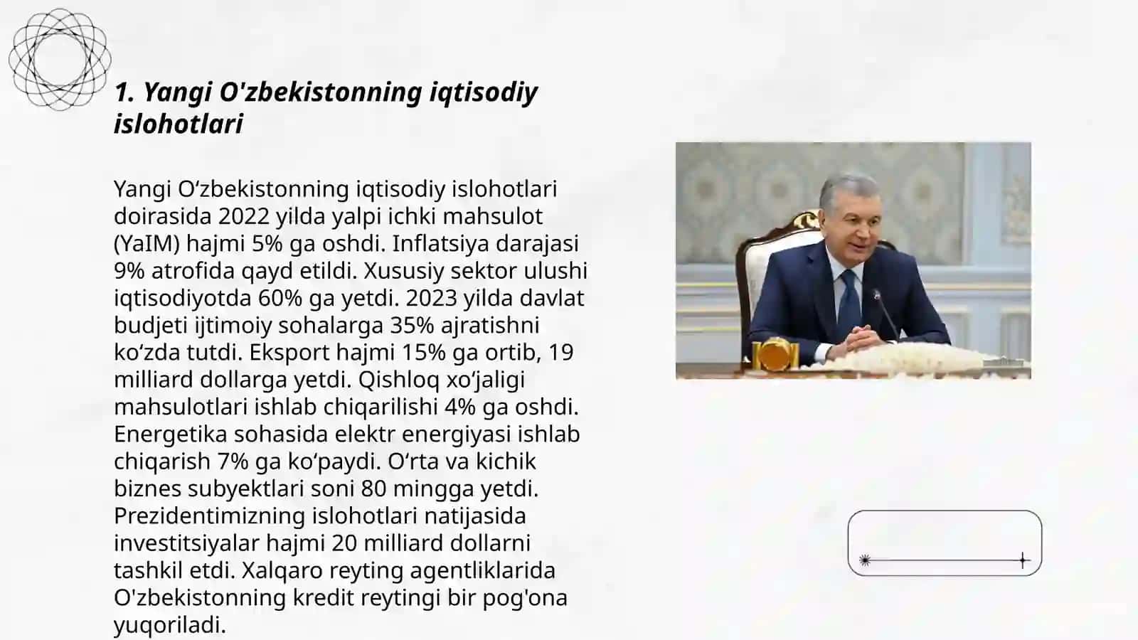 Yangi O'zbekistonda prezident Sh. M. Mirziyoyev tashabbusi 3