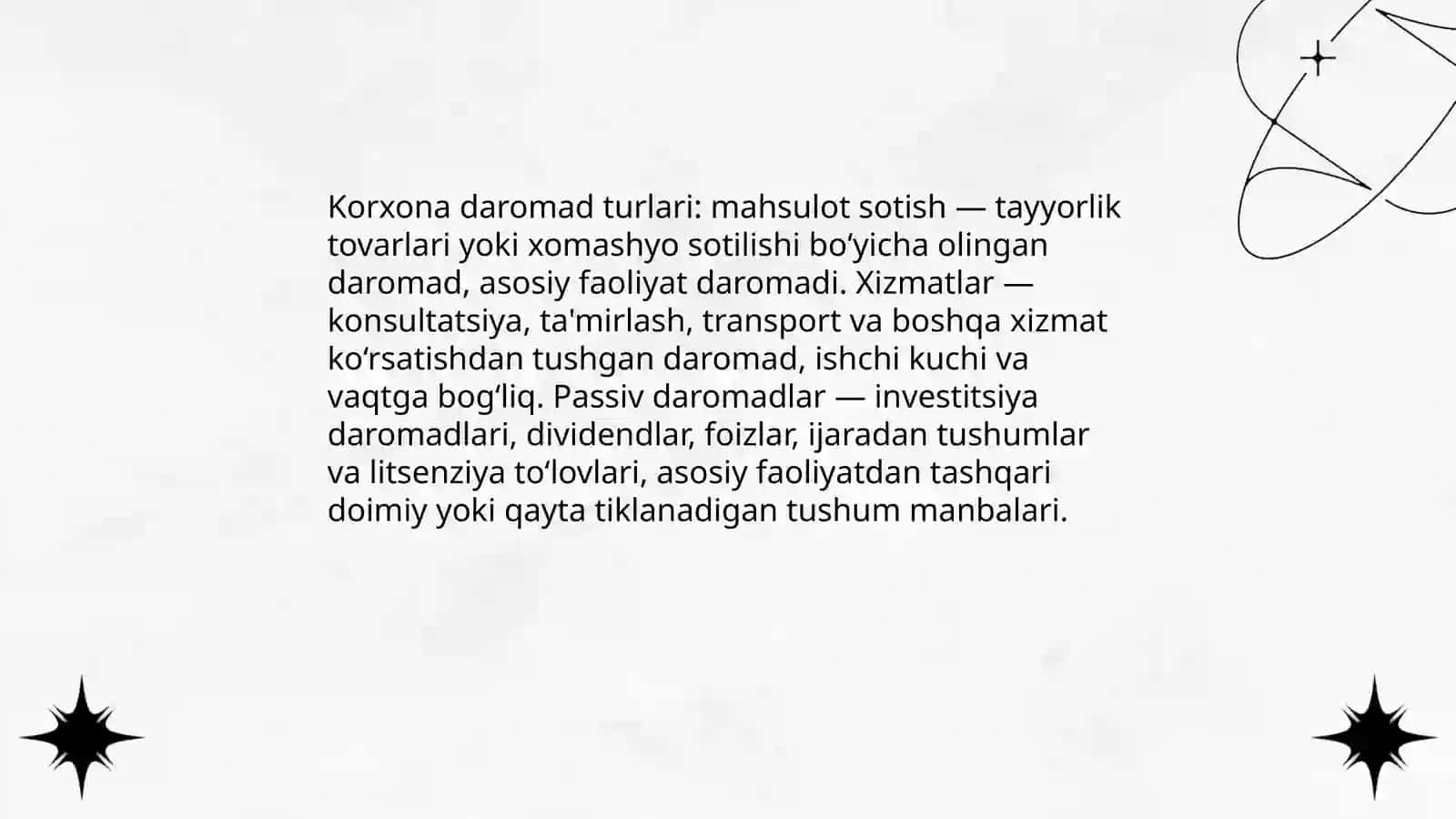 Korxona daromadi va xarajatlari 3