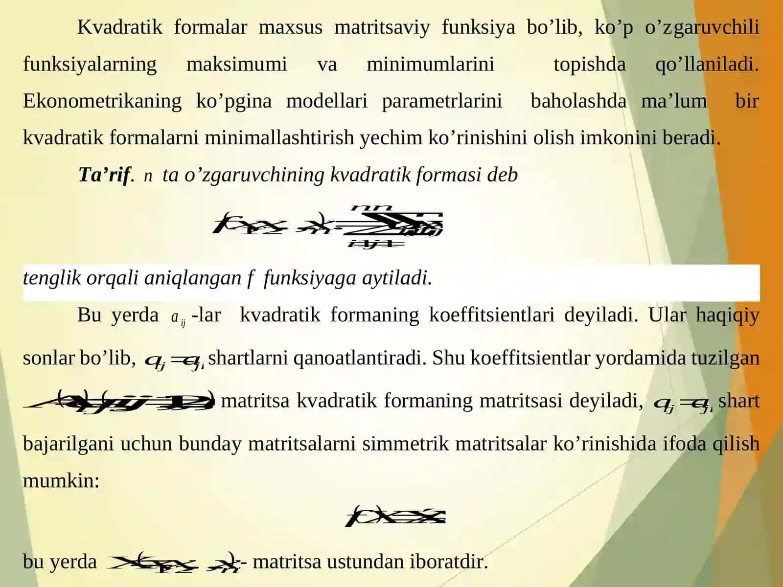 KVADRATIK FORMALAR 3