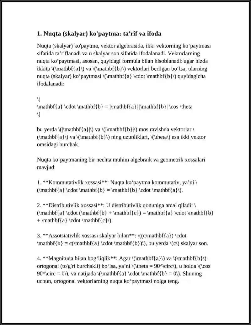 VEKTOR KO'PAYTMANING GEOMETRIK VA ALGEBRAIK XOSSALARI 3