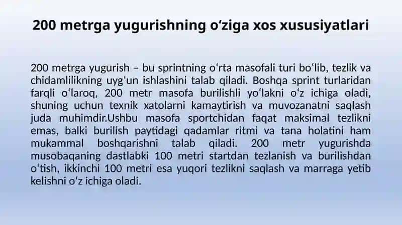 200 m ga yugurishni takomillashtirish 3