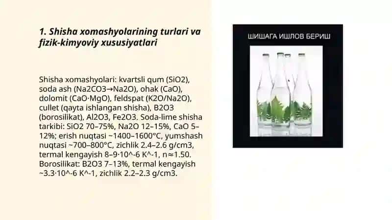 Shisha xomashyolariga ishlov berish, omixta tayyorlash 3