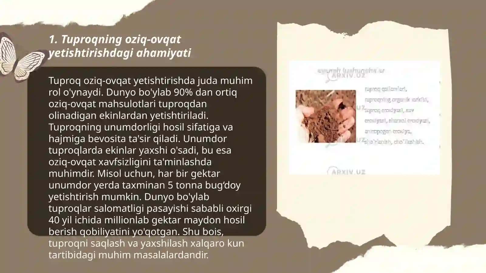 Tuproqning inson hayotidagi ro‘li 3