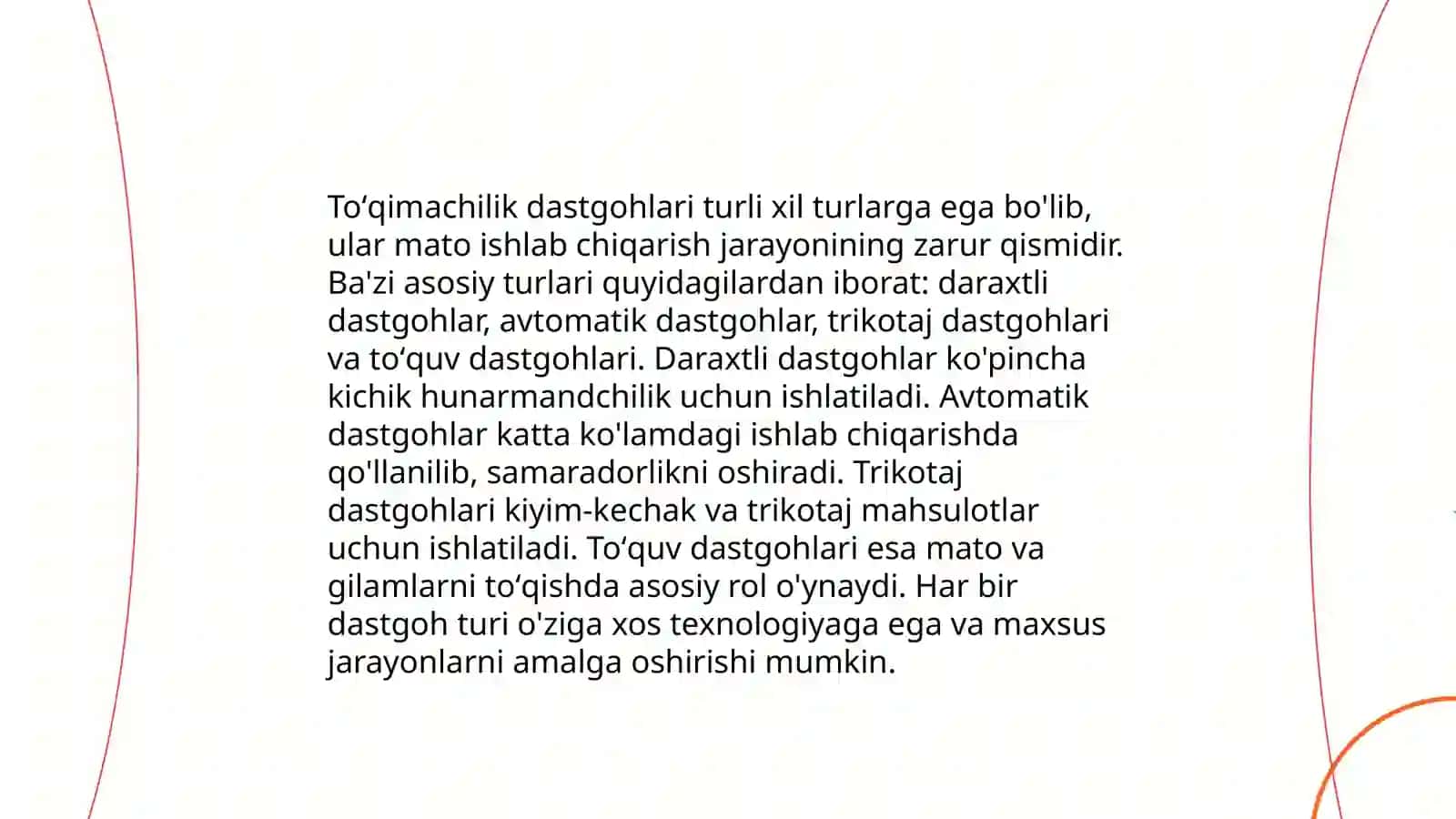 Toʻqimachilik dastgohida toʻqima hosil qilish 3