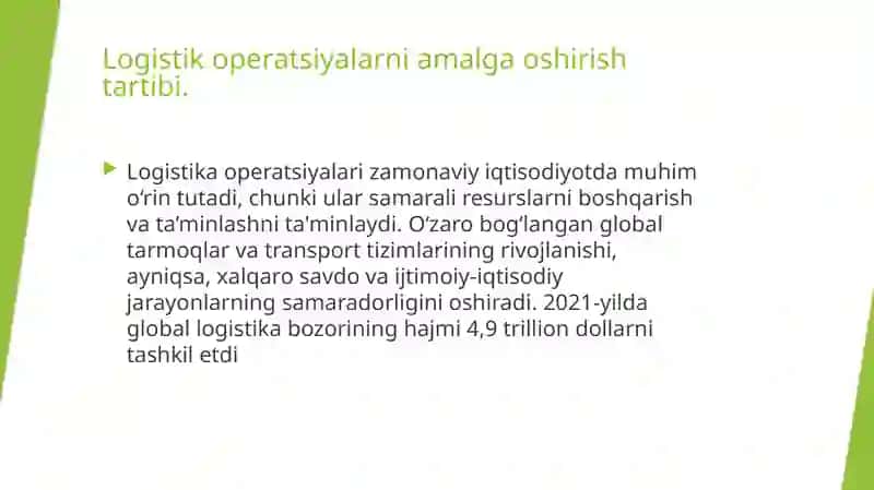 Logistik operatsiyalarning asosiy bosqichlari 3