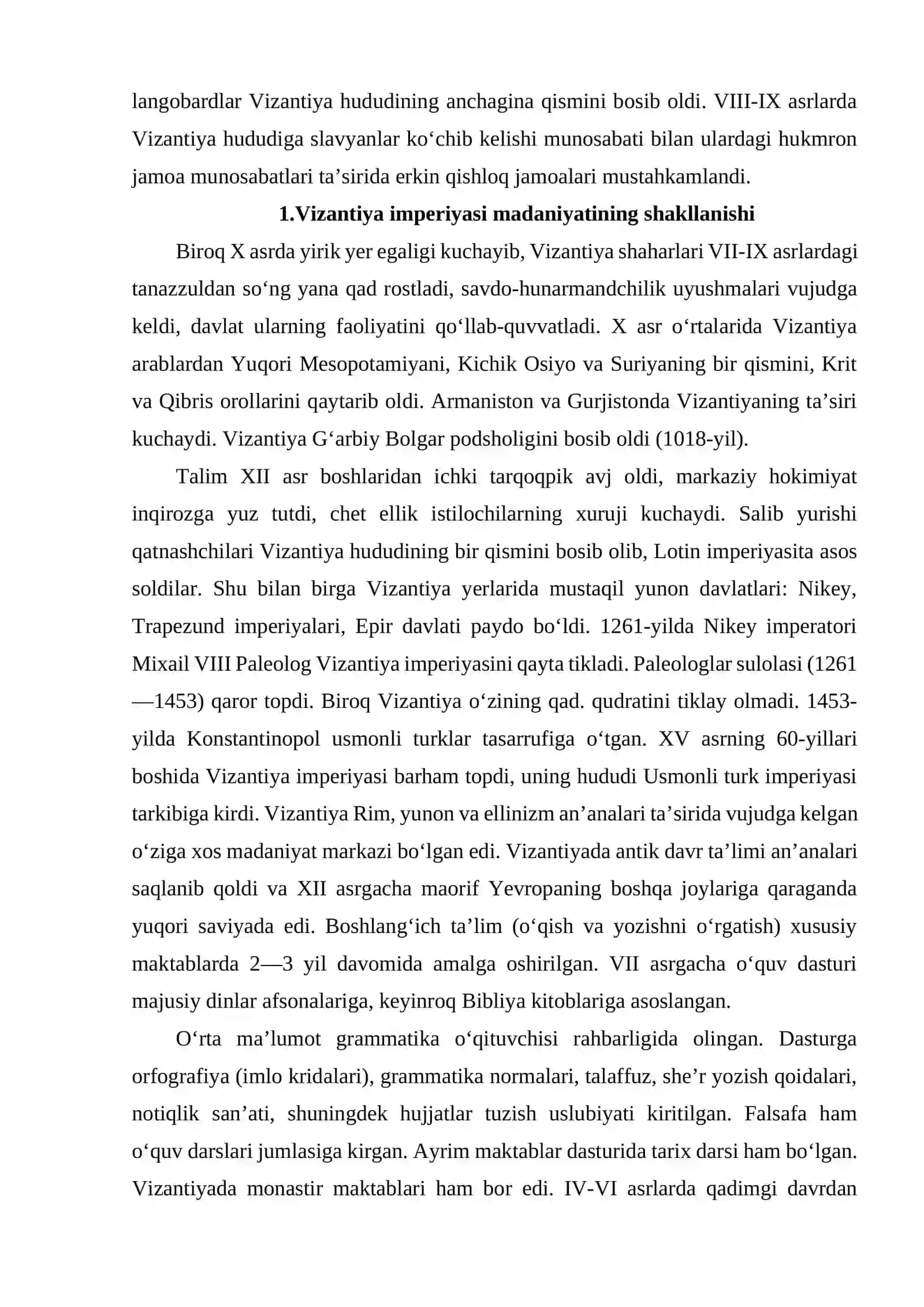 VIZANTIYA IMPERIYASI MADANIYATI TARIXIGA OID ILMIY TADQIQOTLAR 3
