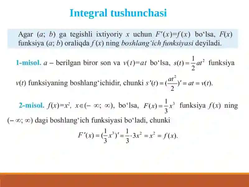 INTEGRAL HISOBNING ASOSIY QOIDALARI 3