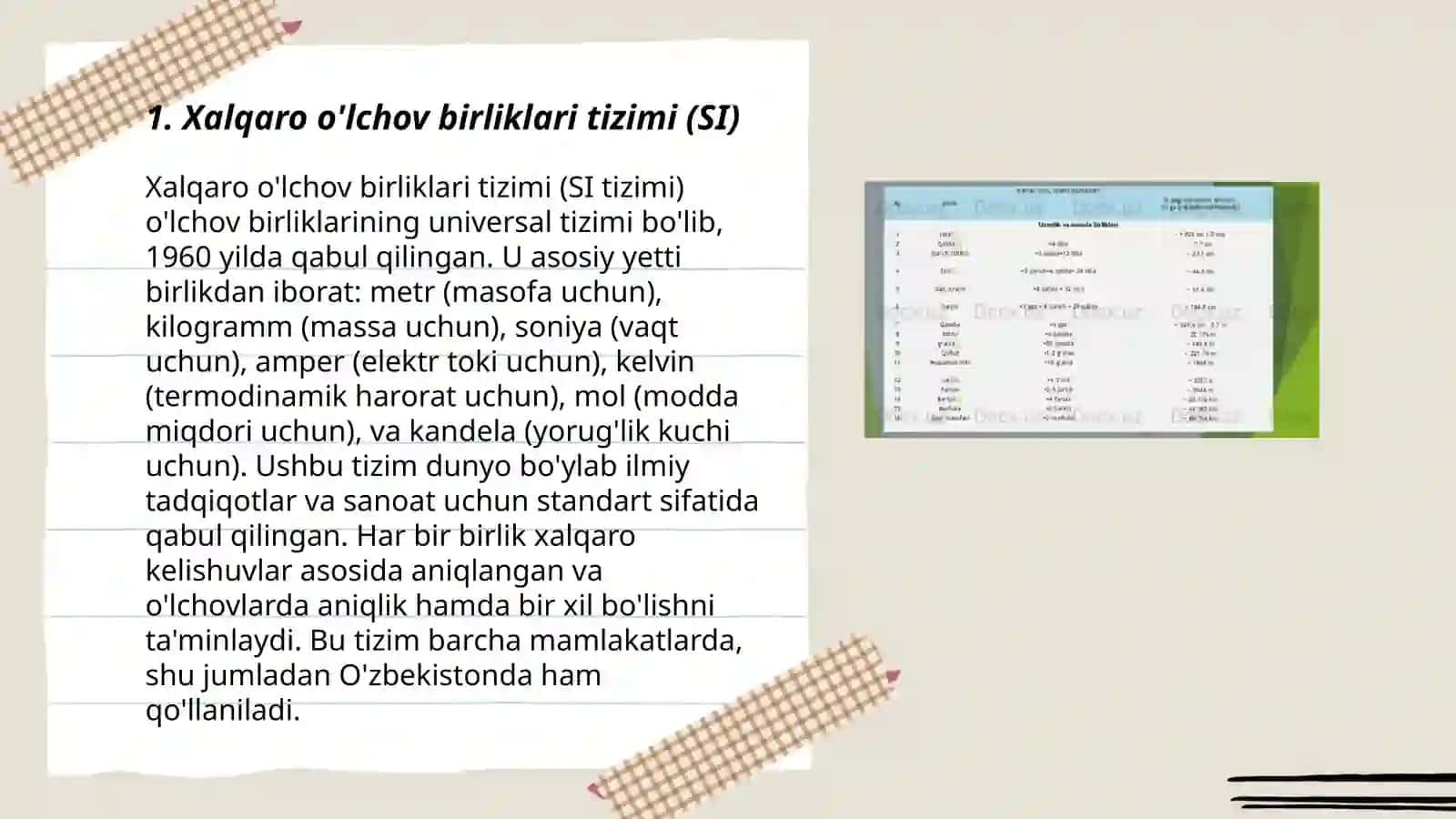 Xalqaro o'lchov birliklari tizimi (SI) 3
