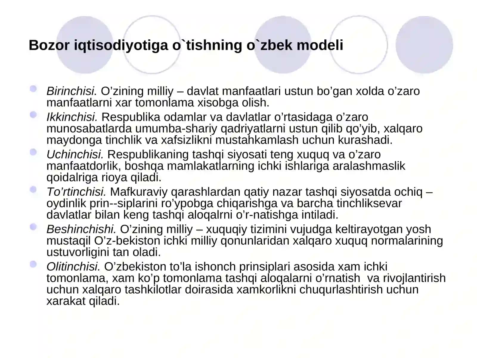 O'zbekistonining o'z sitiqlol va taraqqiyot yo'li 3