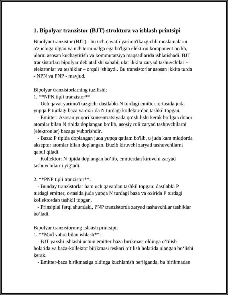 Bipolyar va Maydonli Tranzistorlar 3