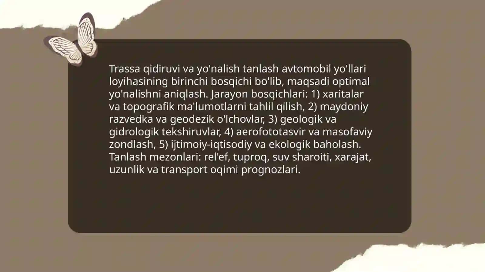 Trassa qidiruvi va yo'nalish tanlash 3