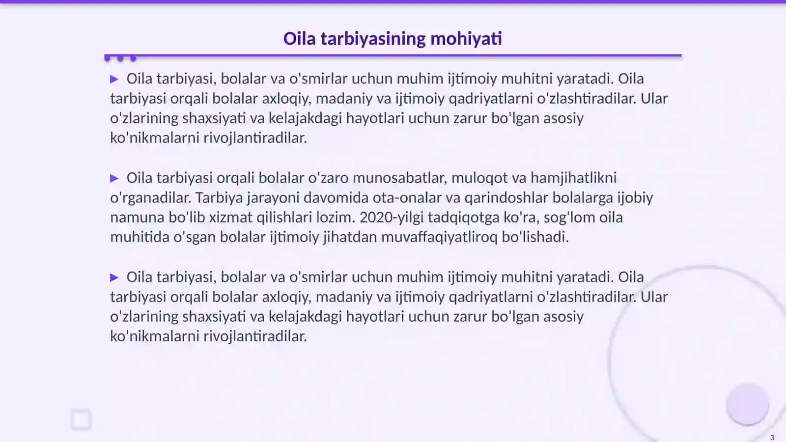 OILA TARBIYASI 3