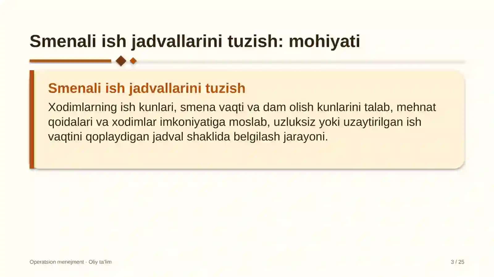 chegara oldi savdosida smenali ish jadvallarini tuzish 6643 3