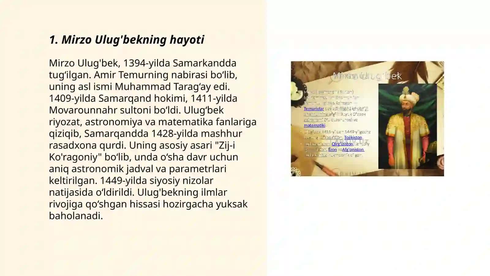 Mirzo Ulug'bekning hayoti 3
