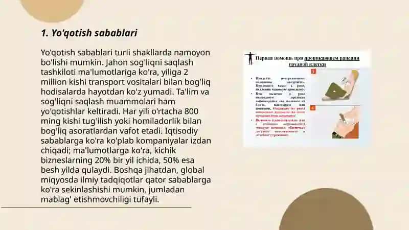 Yo'qotish sabablari 3