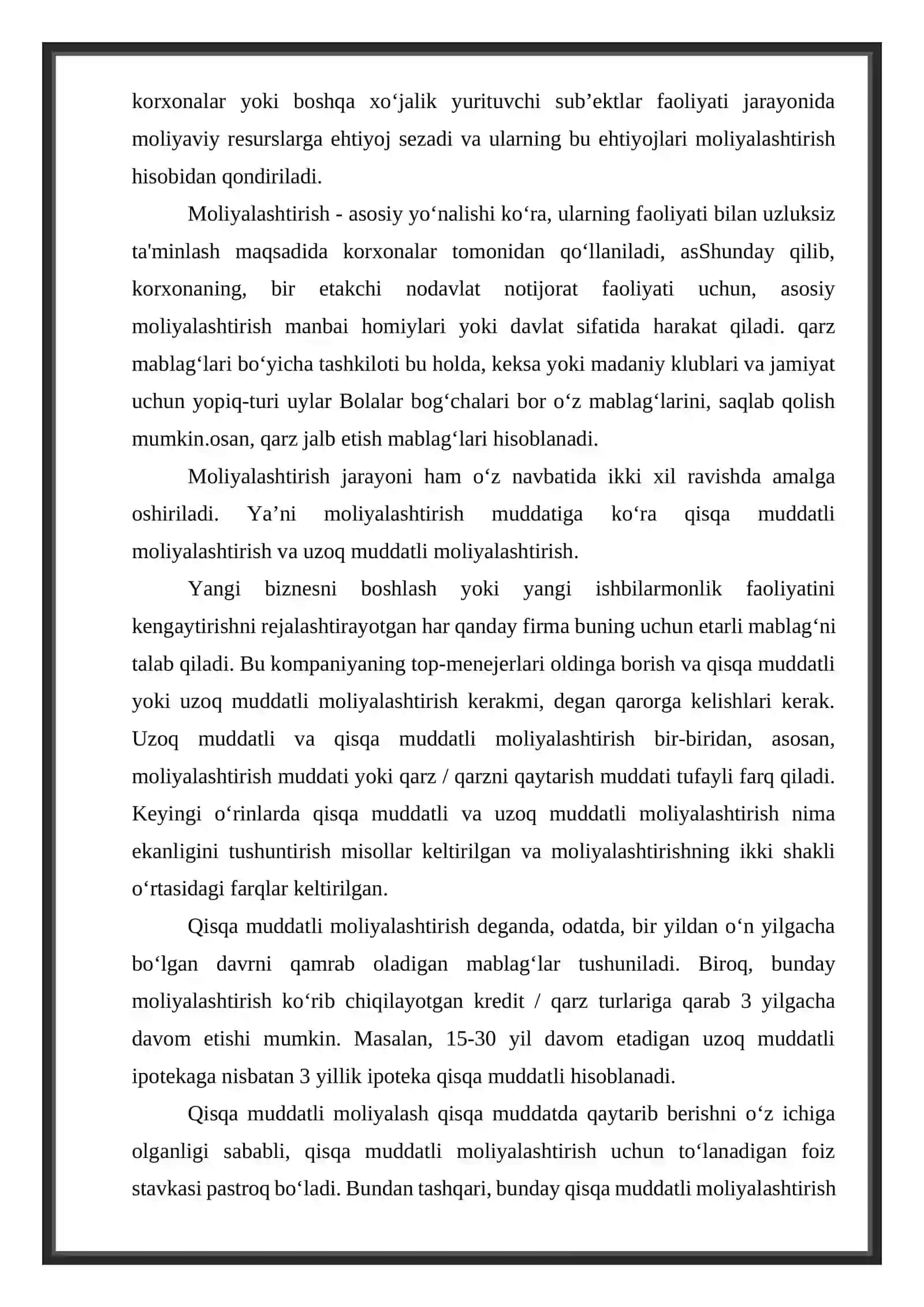 Uzoq muddatli moliyalashtirishning mohiyati va manbalari 3