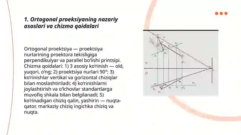 Ortogonal proeksiyaning nazariy asoslari va chizma qoidalari 3