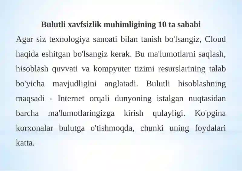 CLOUDDA XAVFSIZLIKNING AHAMIYATI 3