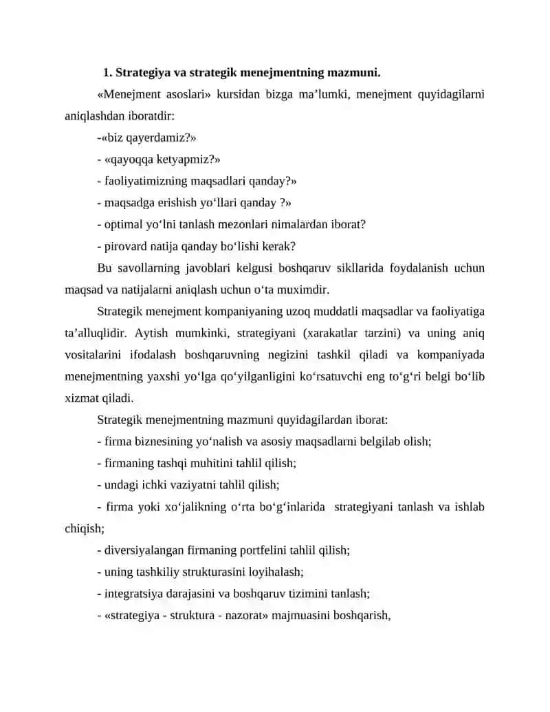 Kompaniya strategiyasini boshqarish 3