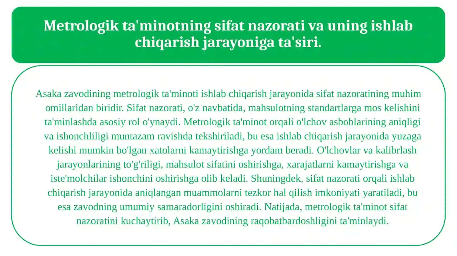Asaka zavodining metrologik ta'minoti haqida 3