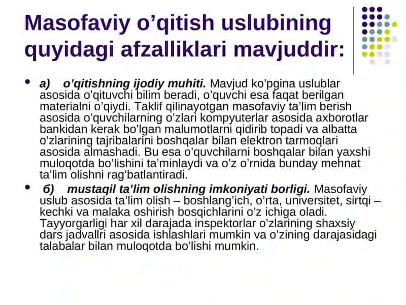 Masofaviy ta'lim berish uslub 3