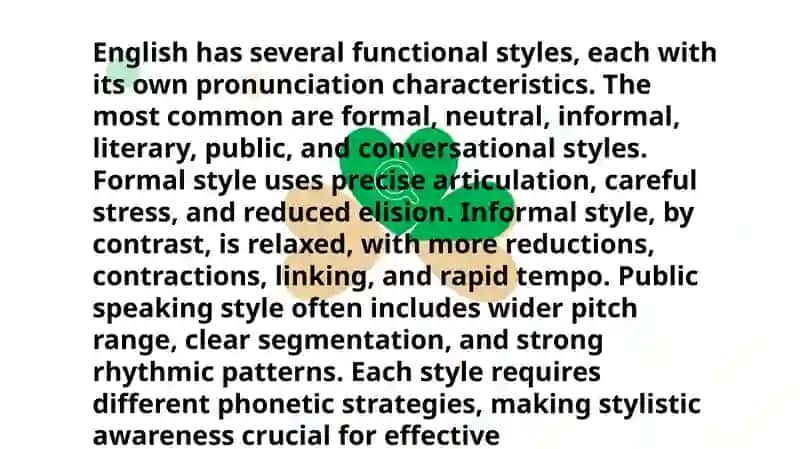 Phono stylistics: Stylistic Variations of Pronunciation in English 3