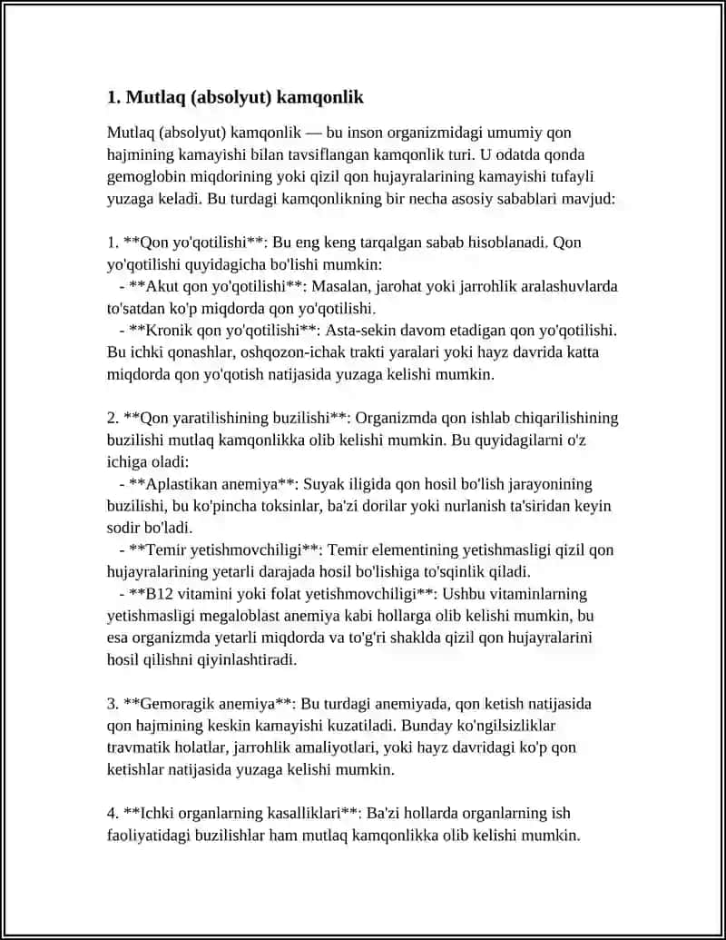 KAMQONLIK TURLARI VA SABABLARI 3