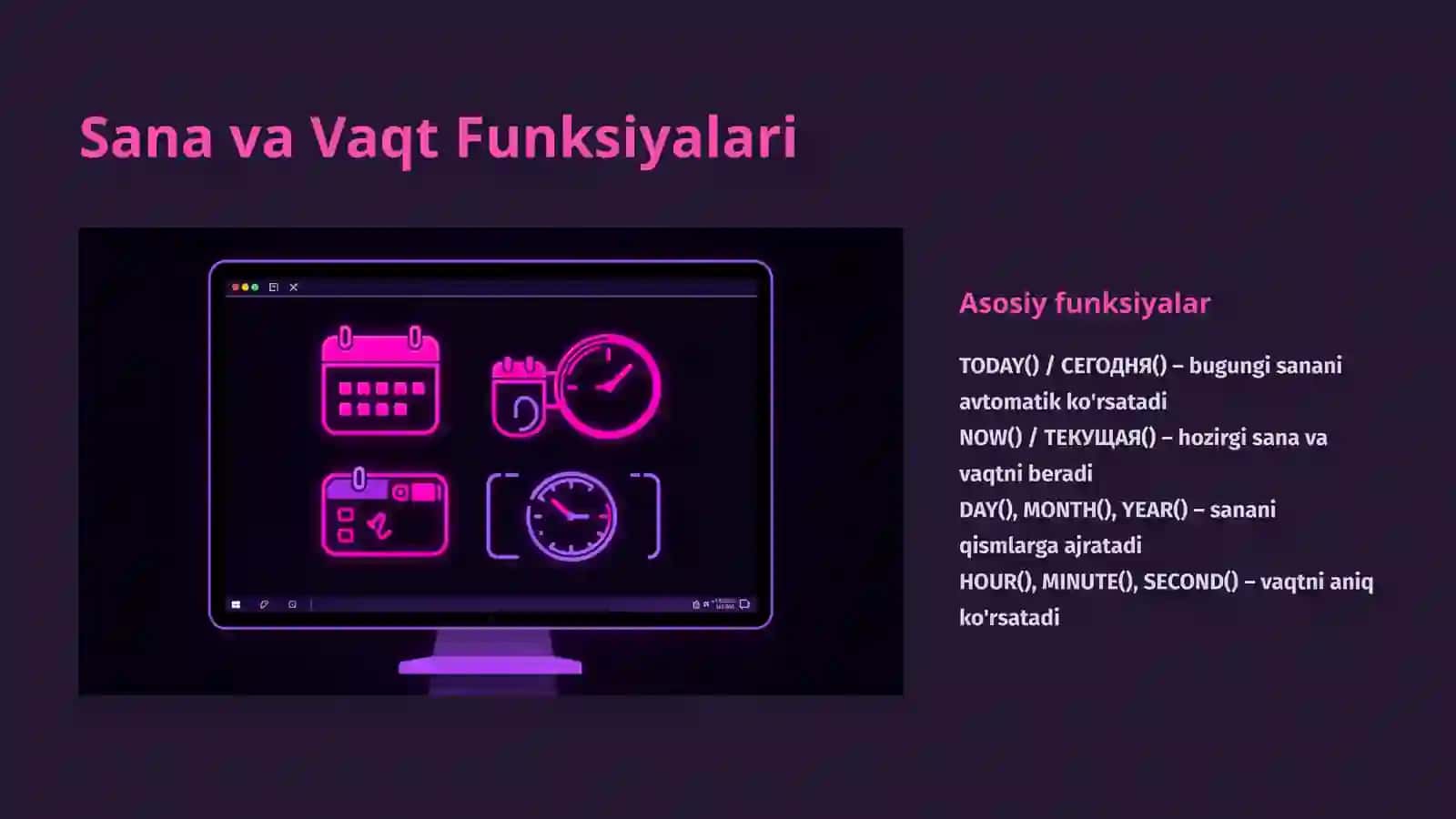 Sana, Vaqt va Qidiruv Funksiyalari 3
