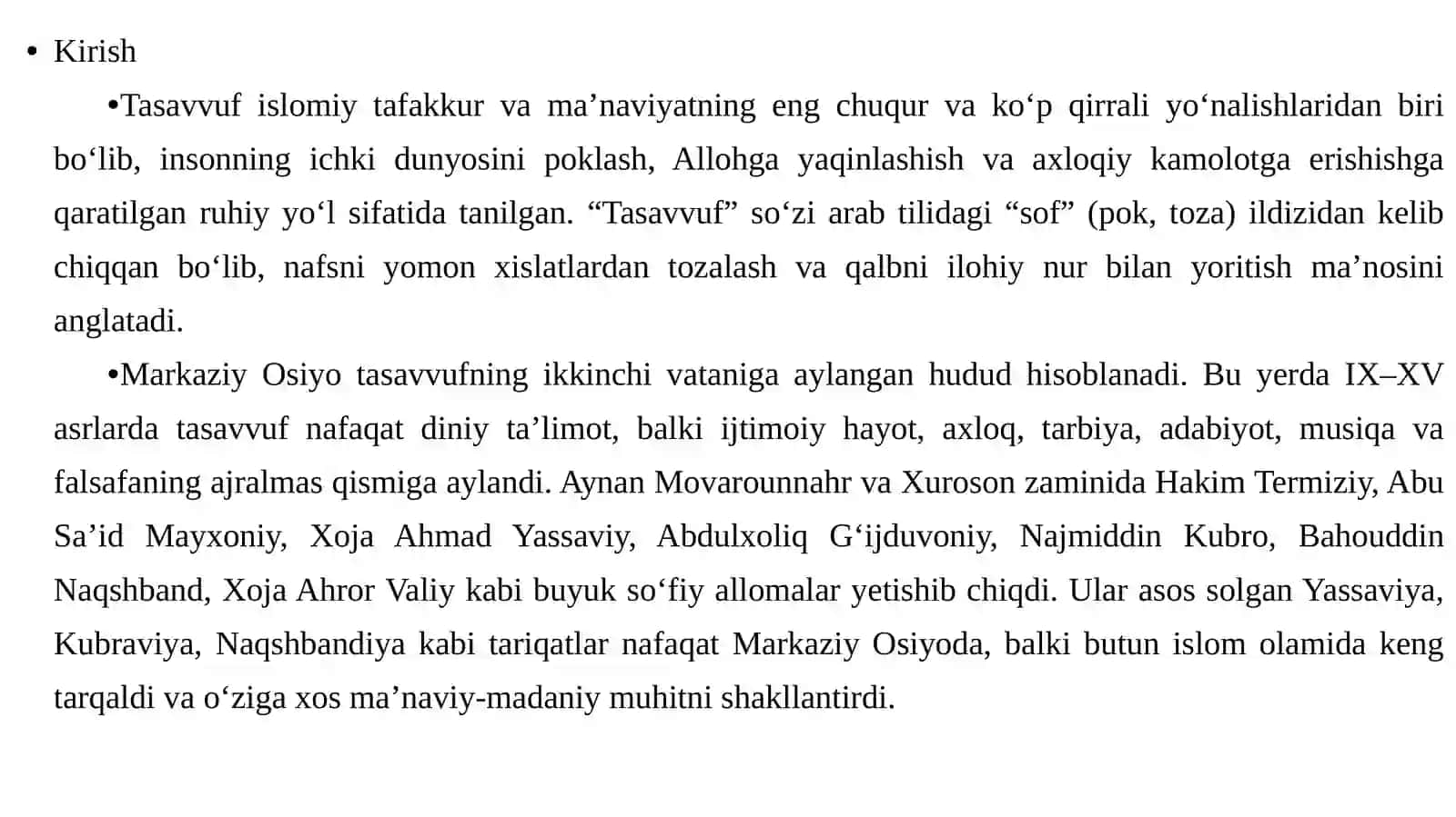 Markaziy Osiyoda tasavvuf, uning tarbiyaviy jihatlari. 3