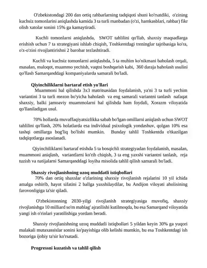 Oʻrganish va rivojlanish rejasi 3