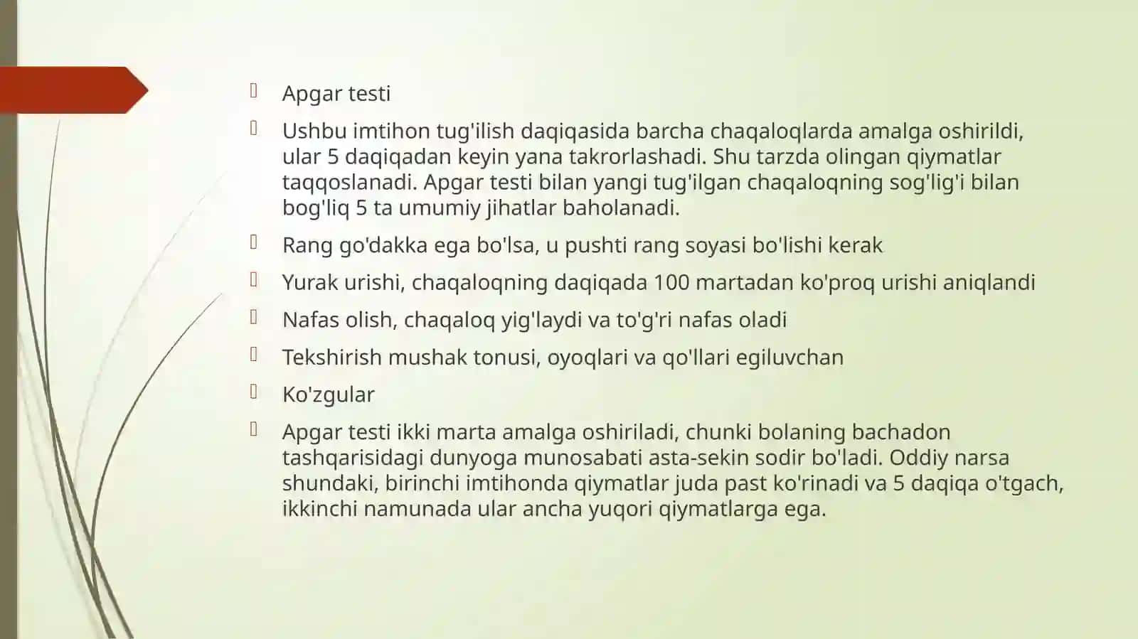 Yangi tug'ilgan chaqaloqlarda tekshiruv o'tkazish 3