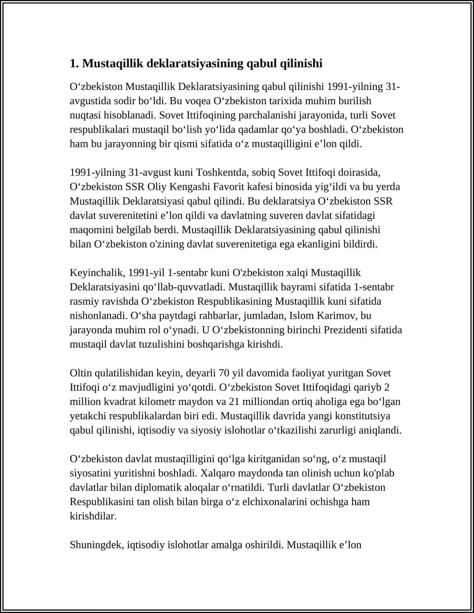 MUSTAQILLIK DEKLARATSIYASI VA UNING TARIXIY AHAMIYATI 3