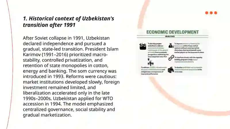 Uzbek model of development and basic principles of transition to a market economy 3