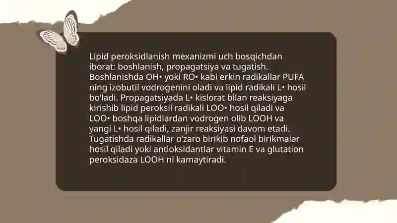 Lipidlarning erkin radikal oksidlanishi 3