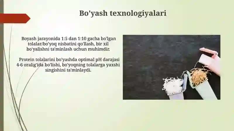 Oqsil tolali materiallarni pardozlashga tayyorlash 3