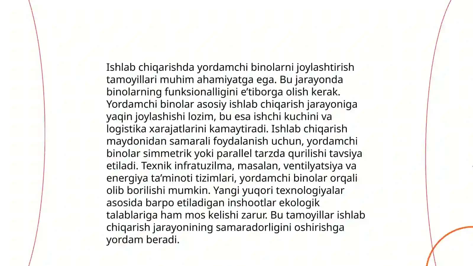 Ishlab chiqarishda yordamchisi binolarni joylashtirish asosiy seh hamda binolar 3