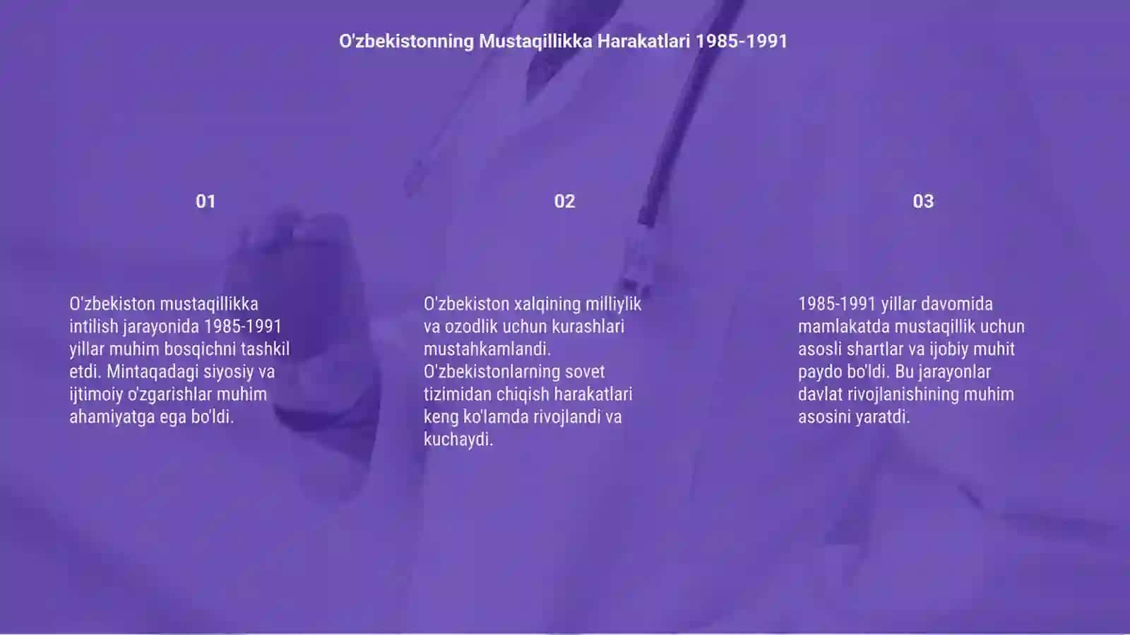 O'zbekistonning Mustaqillik yo'lida 1985-1991 yillar kurs ishi 3
